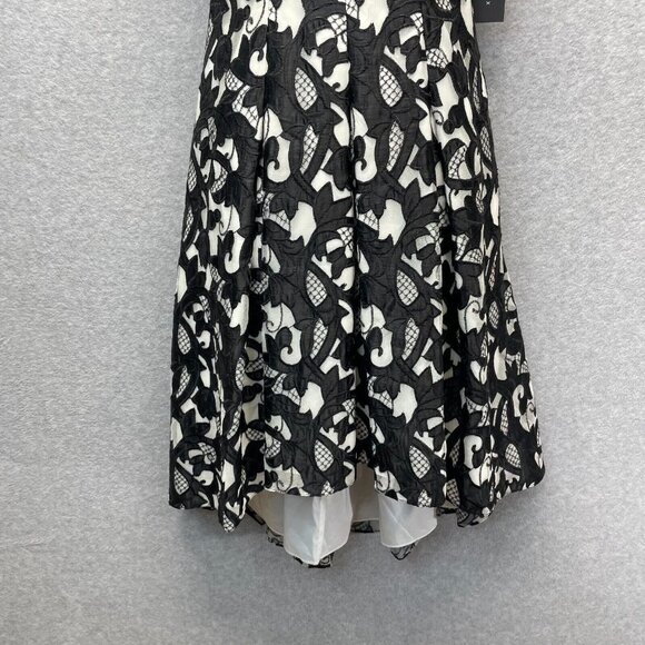 Aidan Mattox Cocktail Dress Womens 4 Black Embroidered Overlay Off Shoulder HOCO - Picture 4 of 16